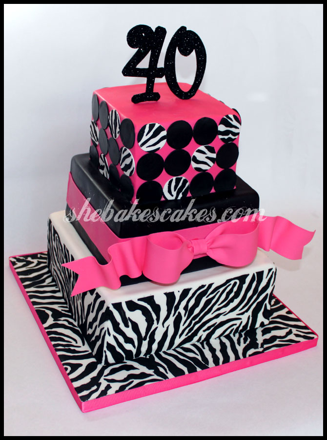 Pink Zebra 40th Birthday Cake Pink Zebra 40th Birthday Cake