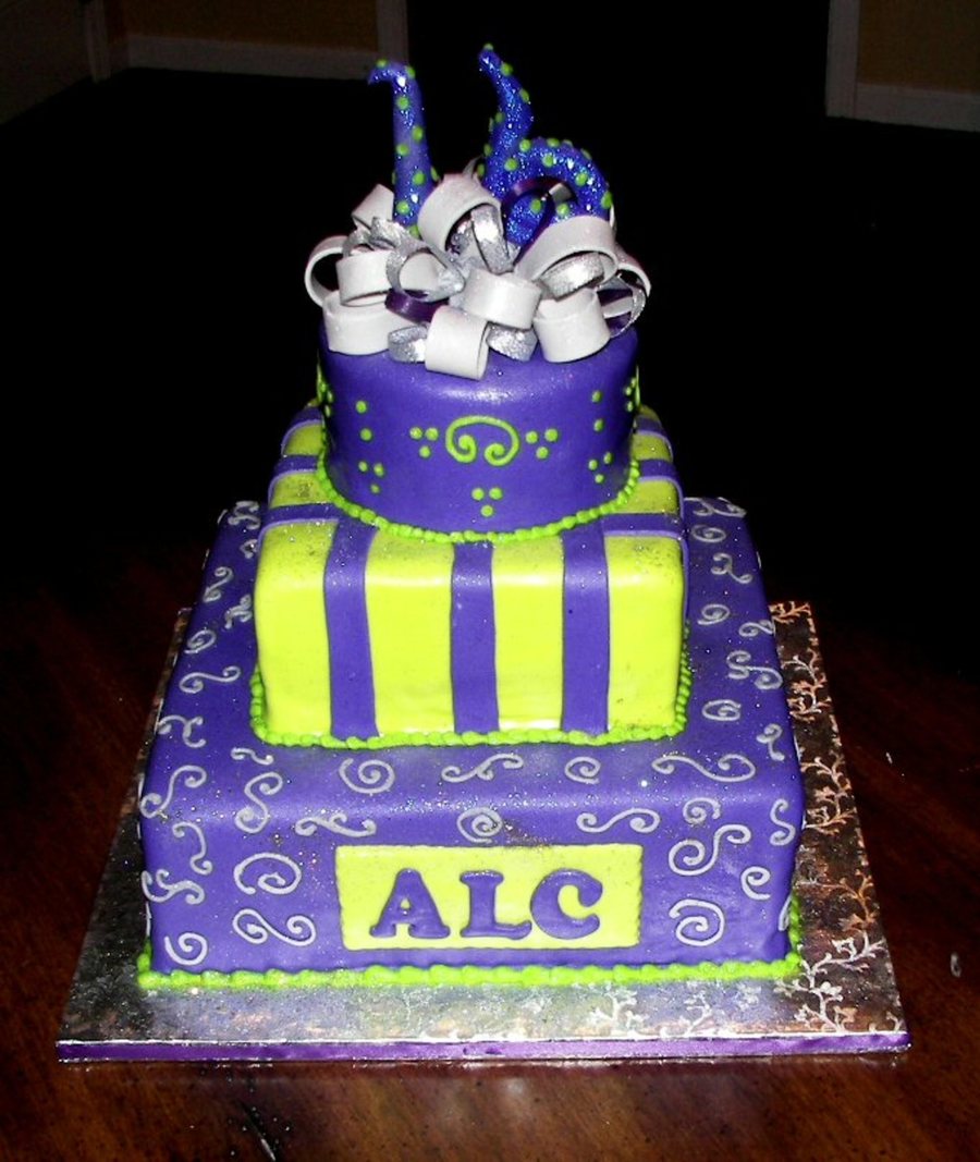 Purple and Silver Sweet 16 Cakes