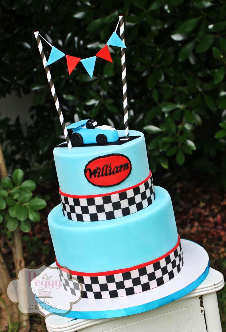 Race Car Themed Birthday Cake