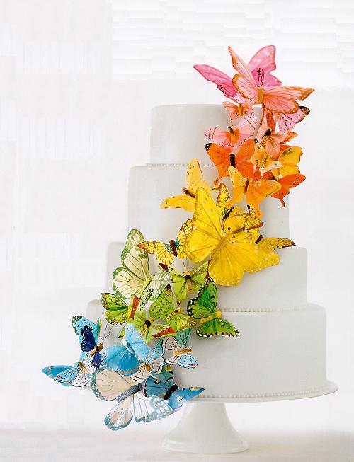 Rainbow Butterfly Wedding Cake