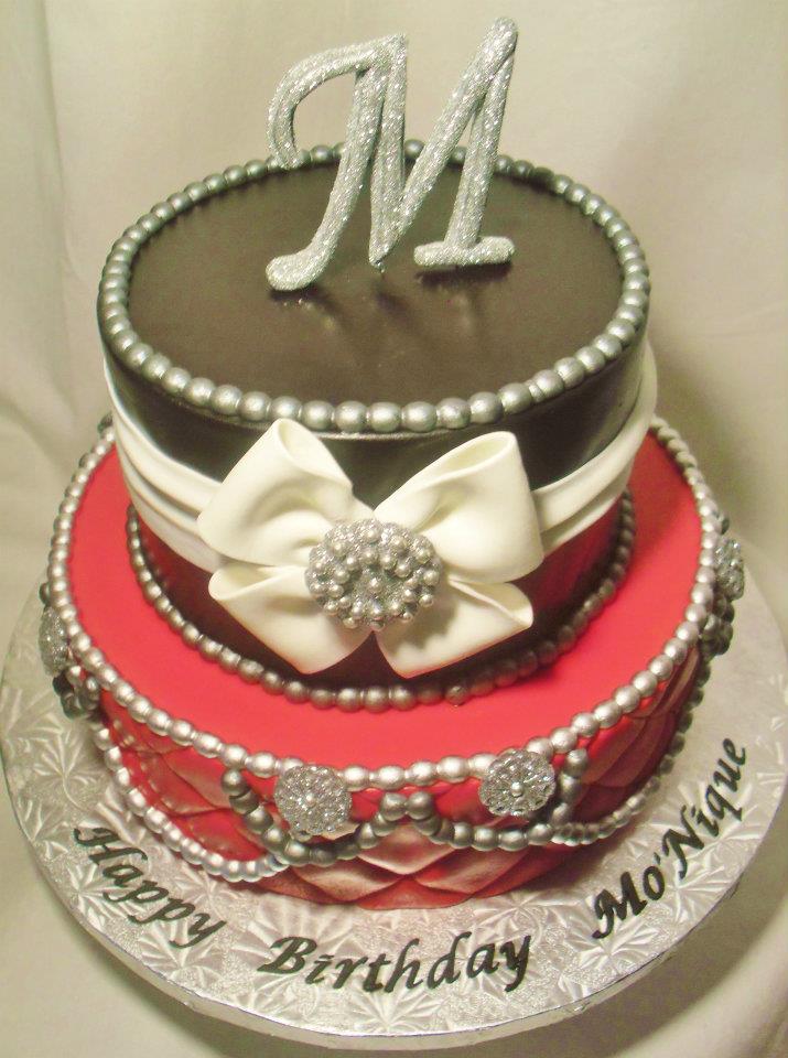 Red and Black Bling Birthday Cakes