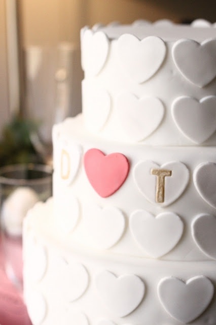 Simple Wedding Shower Cakes with Hearts