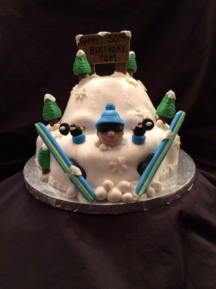 Skiing Themed Birthday Cake