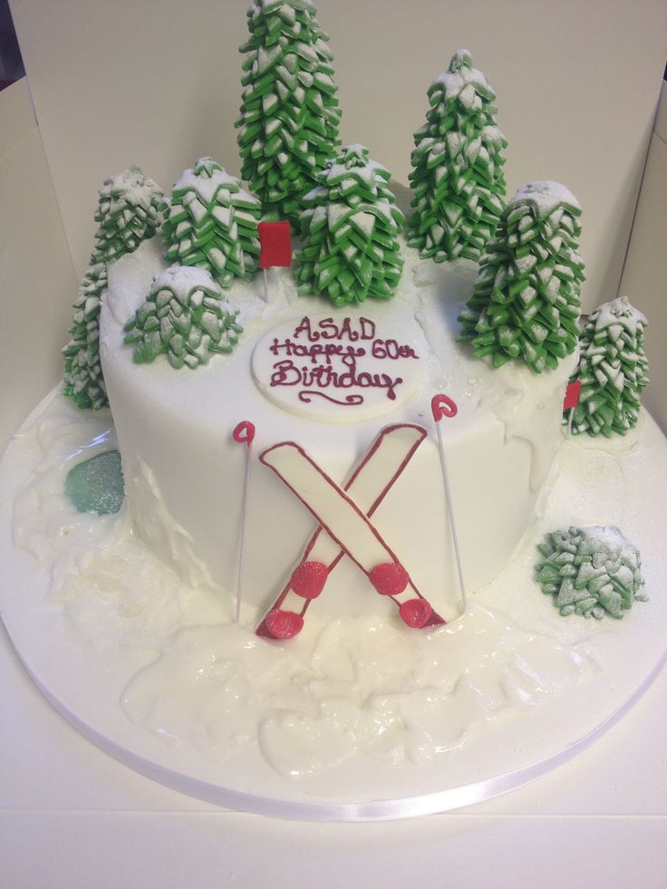 Skiing Themed Birthday Cake