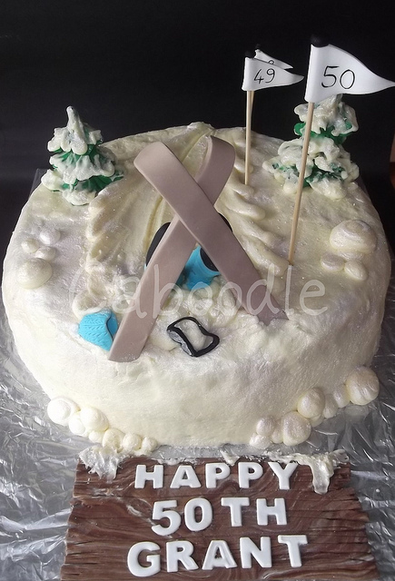 Snow Ski Birthday Cake