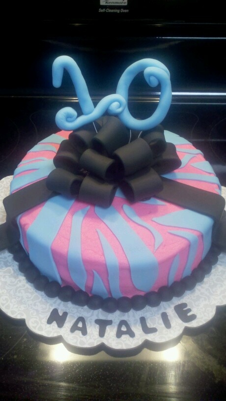 Turquoise and Pink Zebra Stripe Cake