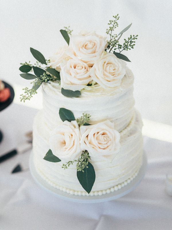 Two Tier Wedding Cake with Flowers