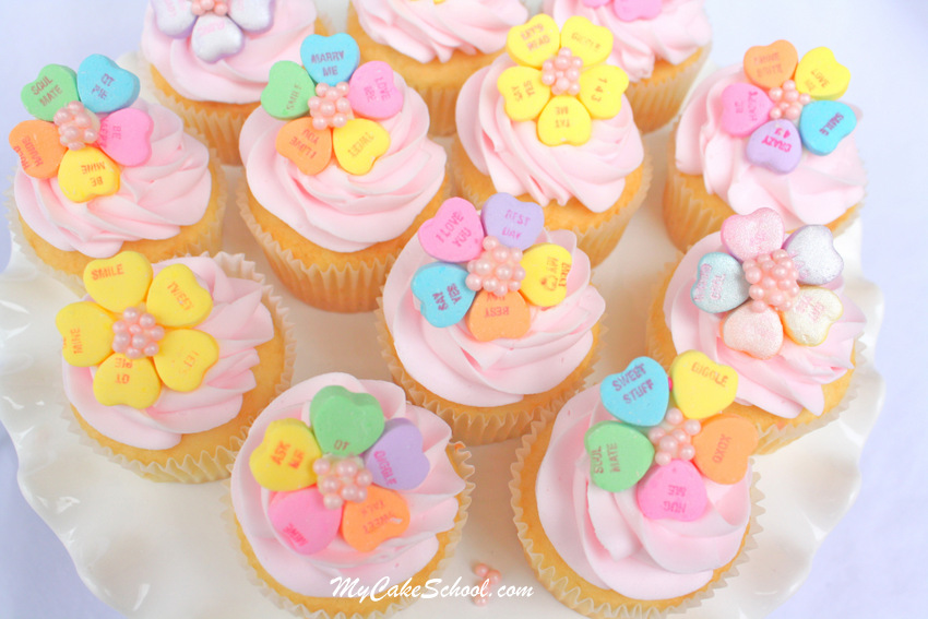 Valentine's Day Conversation Heart Cupcakes