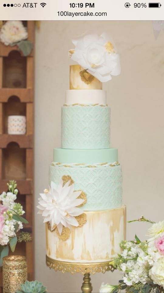 Wedding Cake with Gold Accents