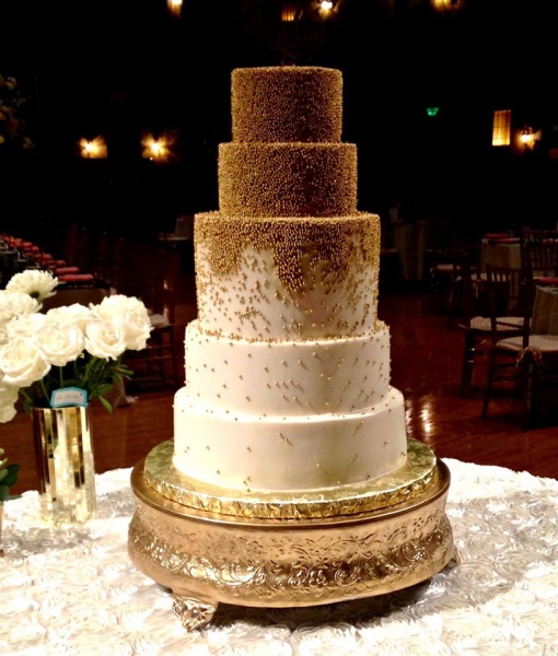 White and Gold Wedding Cake