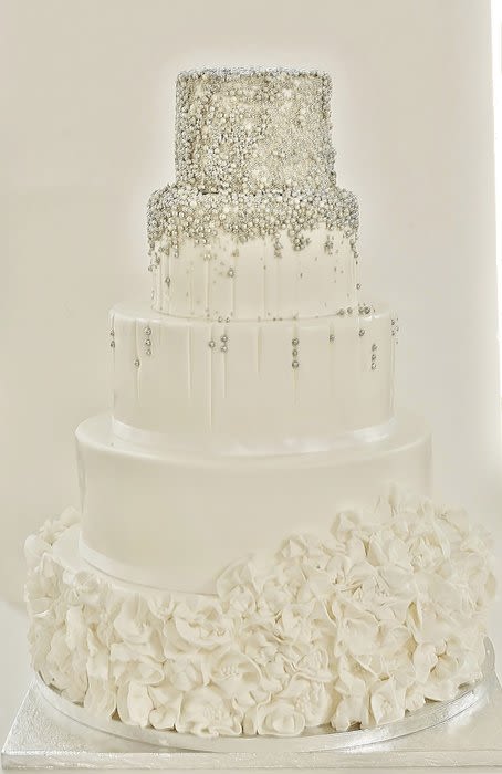 White and Silver Wedding Cake Bling