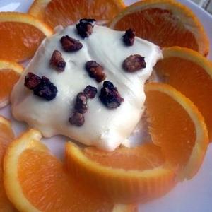 White Cake with Orange Frosting