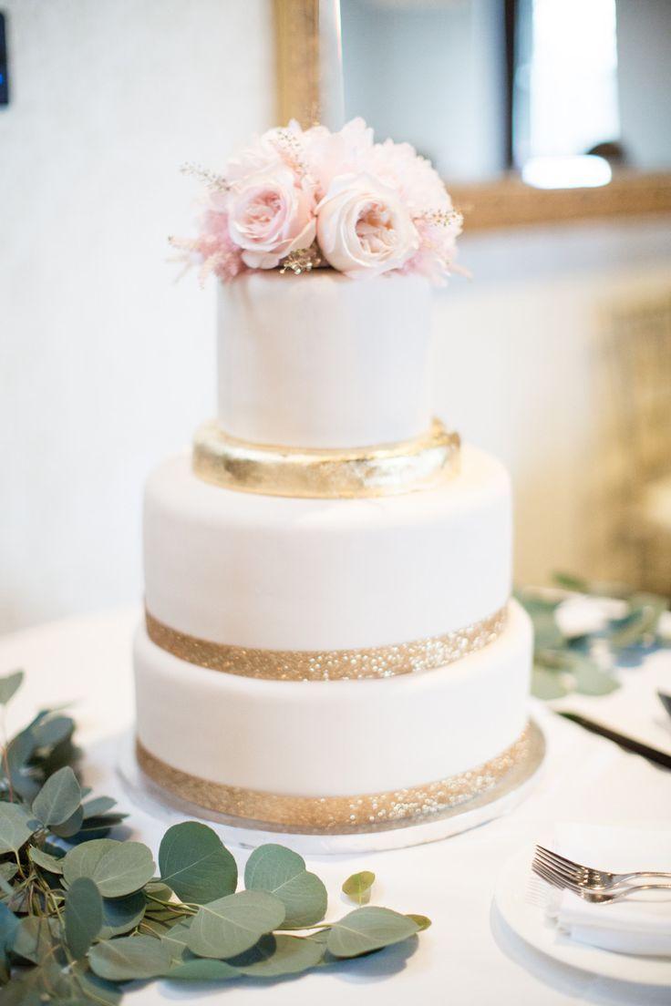 White Gold and Blush Wedding Cake