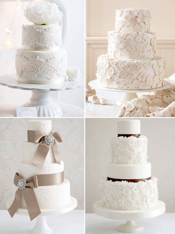 White Lace Wedding Cake