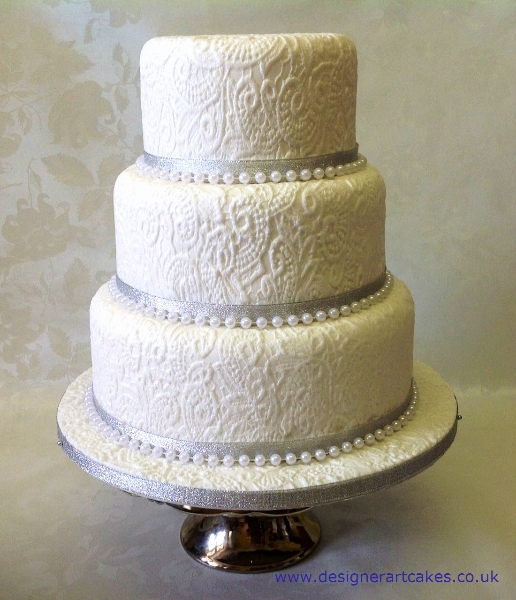 White Lace Wedding Cake