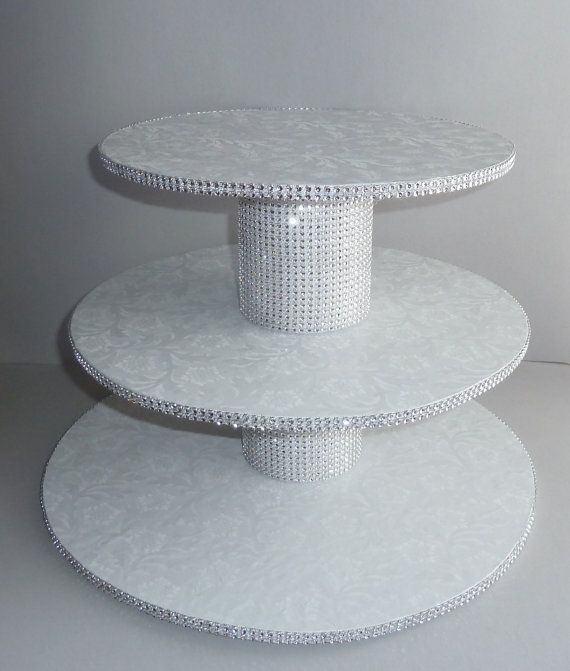 3 Tier White Bling Wedding Cakes