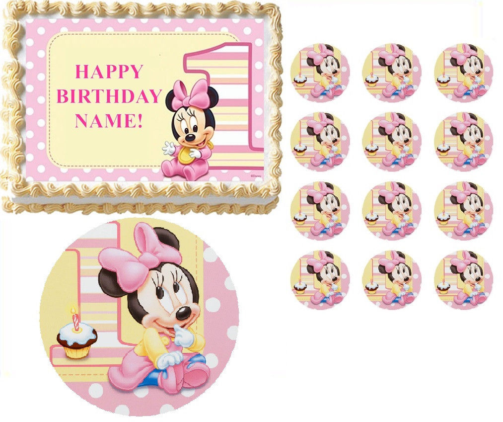 Baby Minnie Mouse 1st Birthday Sheet Cake