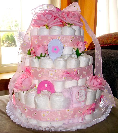 Baby Shower Cake Made of Diapers