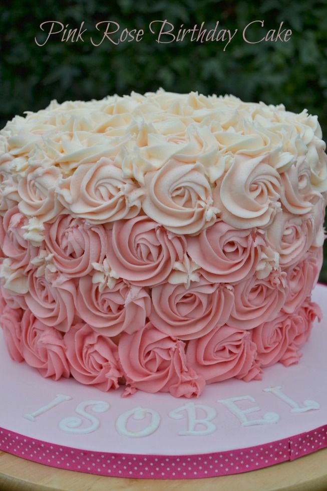 Birthday Cake with Pink Roses