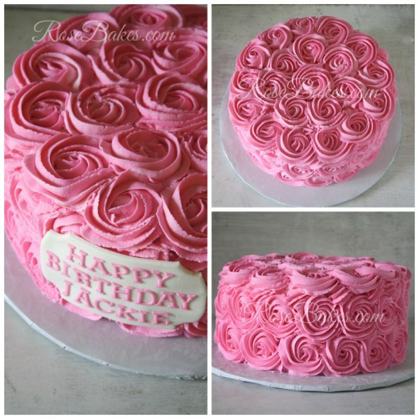 Birthday Cake with Pink Roses Birthday Cake with Pink Roses
