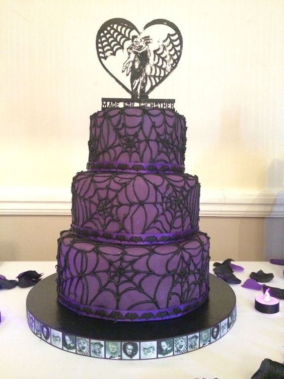 Black and Purple Wedding Cake