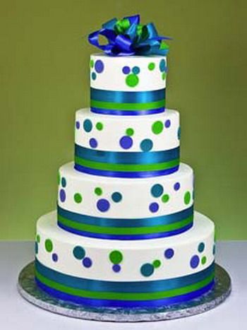 Blue and Green Wedding Cake