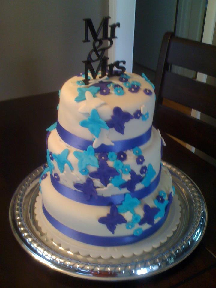 Blue and Purple Wedding Cake