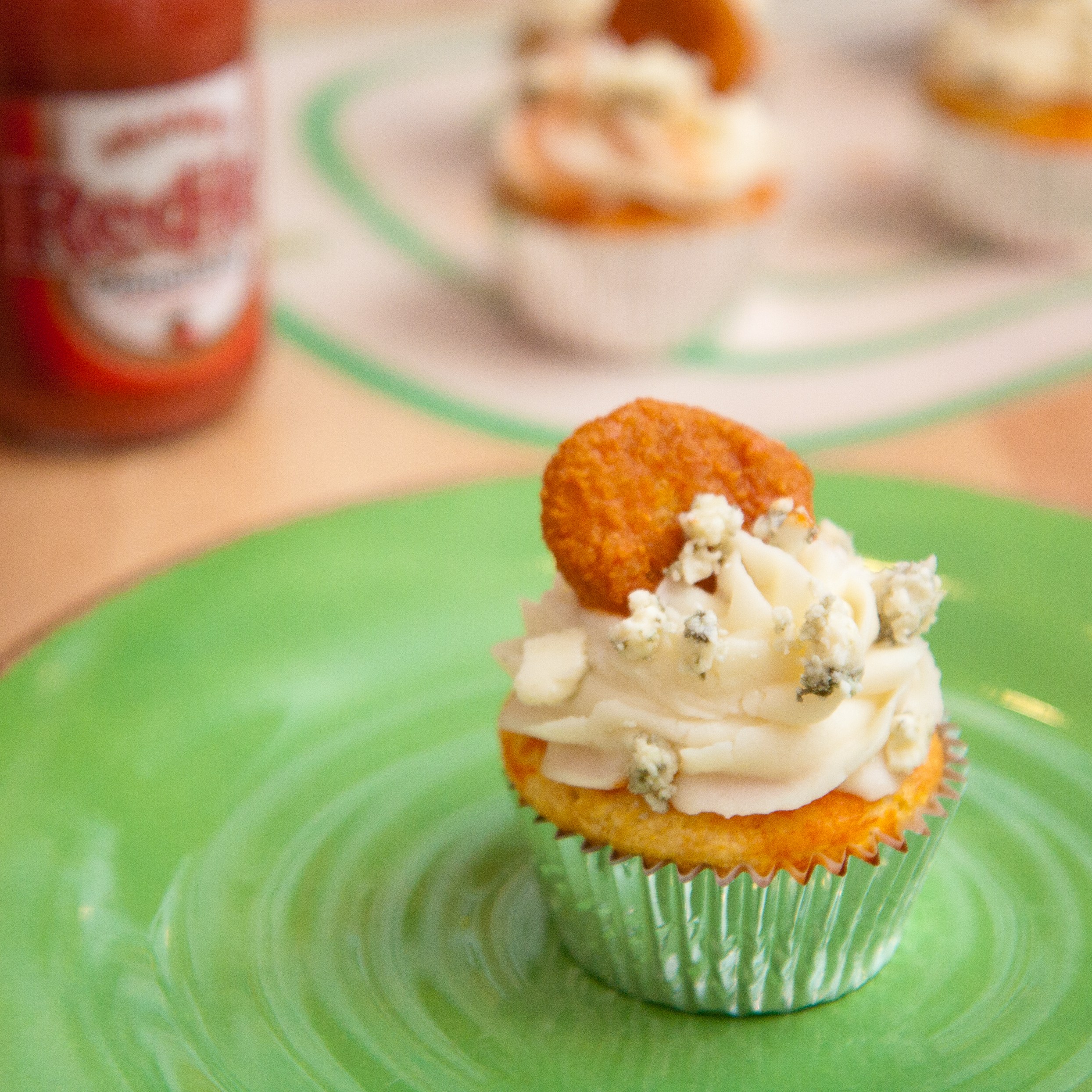 Buffalo Chicken Cornbread Cupcakes