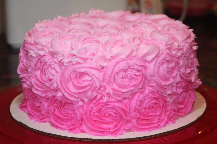Buttercream Ombre Cake Pink Roses