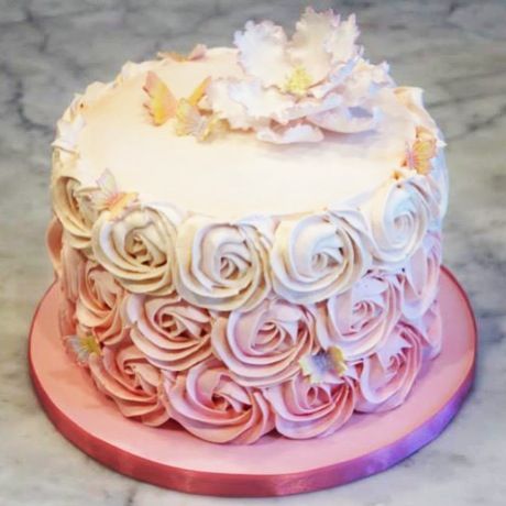 Buttercream Rose Cake with Butterflies