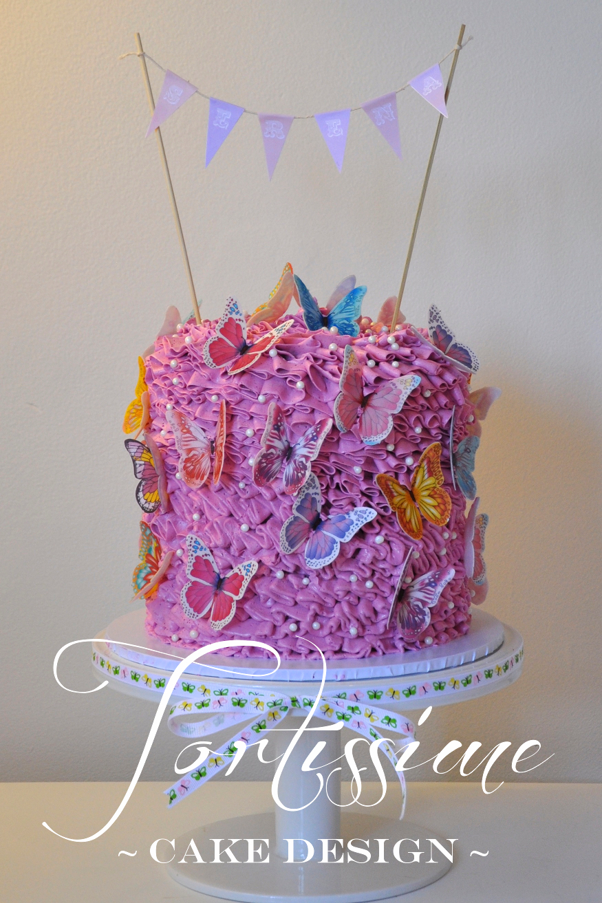 Butterfly Ruffle Birthday Cake Pics Butterfly Ruffle Birthday Cake Pics