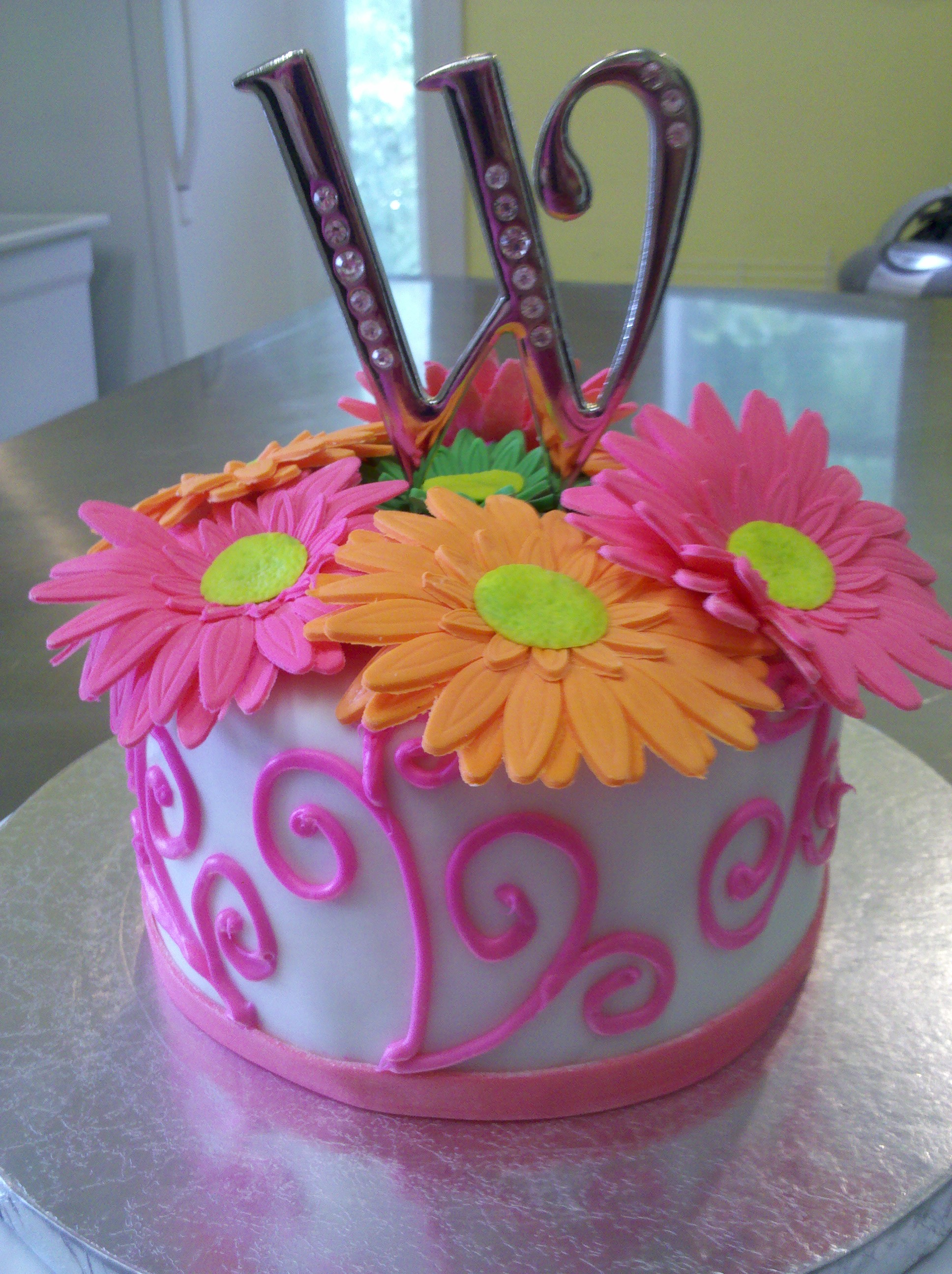 Cake with Gerber Daisies