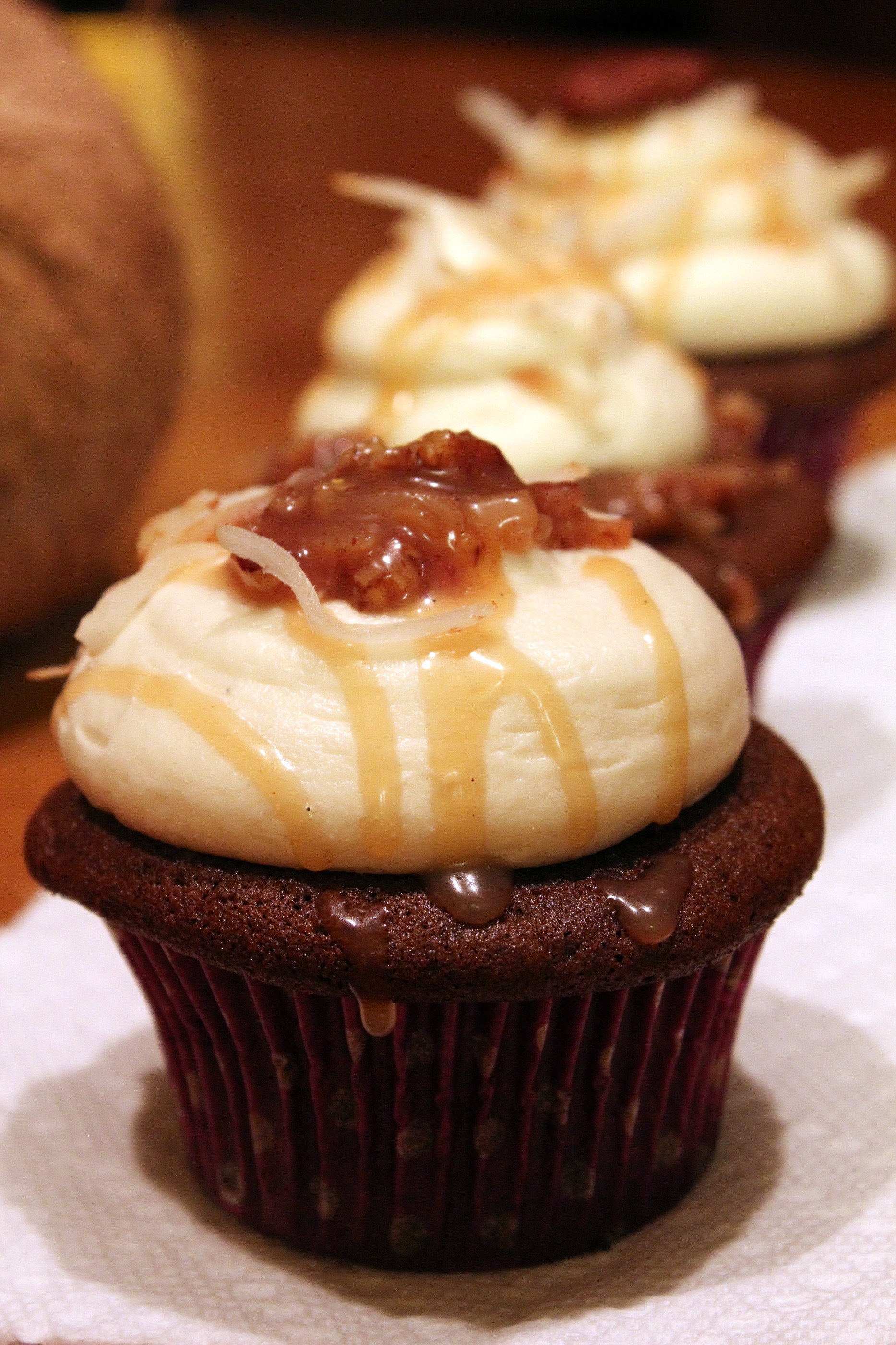 Chocolate and Caramel Pecan Cupcakes