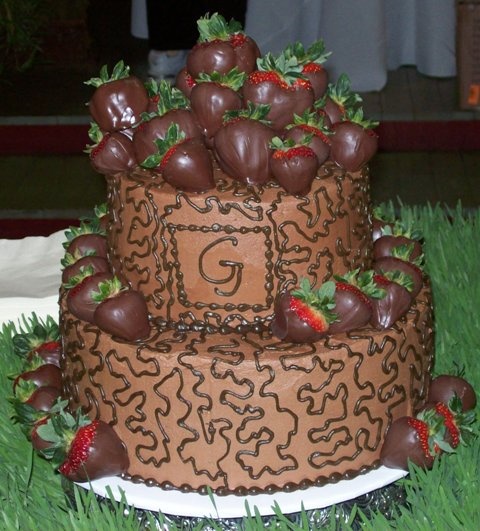 Chocolate Grooms Cake with Strawberries