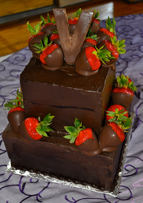 Chocolate Grooms Cake with Strawberries