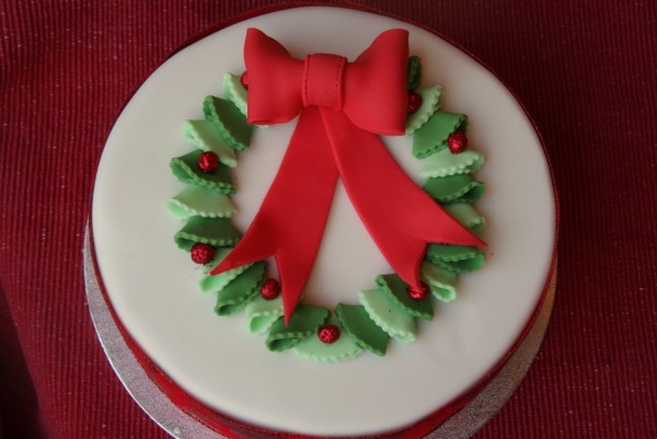Christmas Holly Wreath Cake
