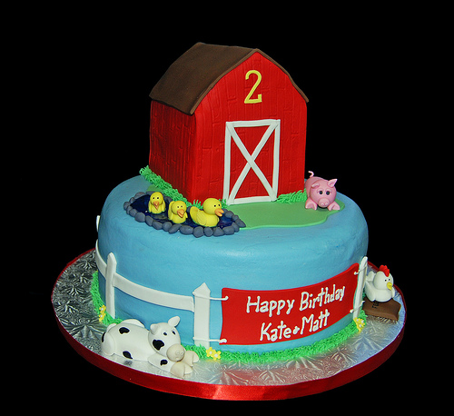 Farm Animal Themed Birthday Cake