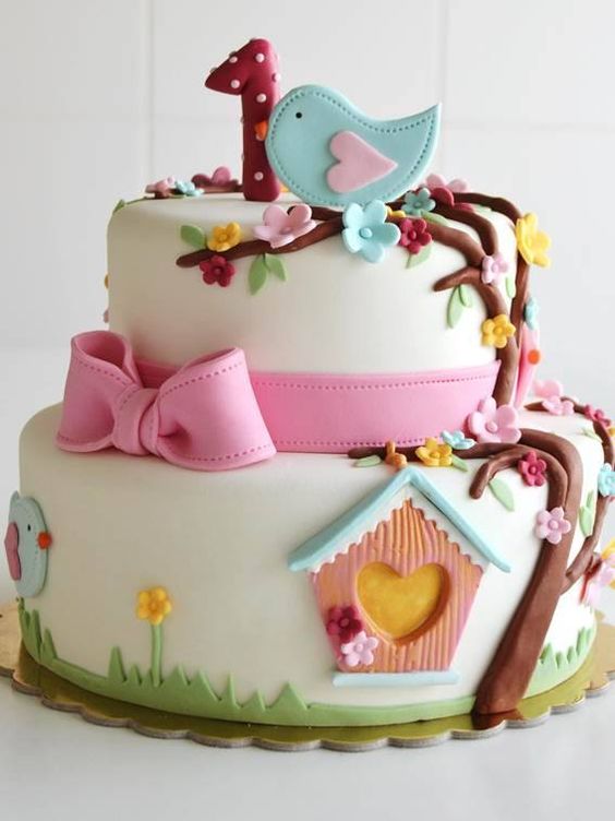 First Birthday Cake with Flowers First Birthday Cake with Flowers