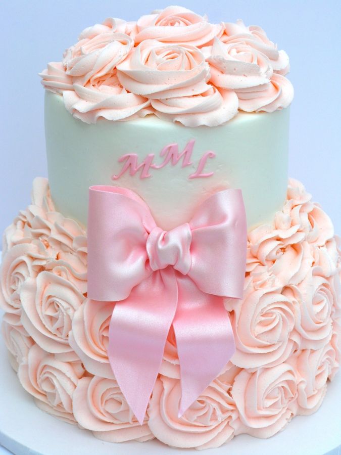 Girl Baby Shower Cakes Buttercream Roses Girl Baby Shower Cakes Buttercream Roses