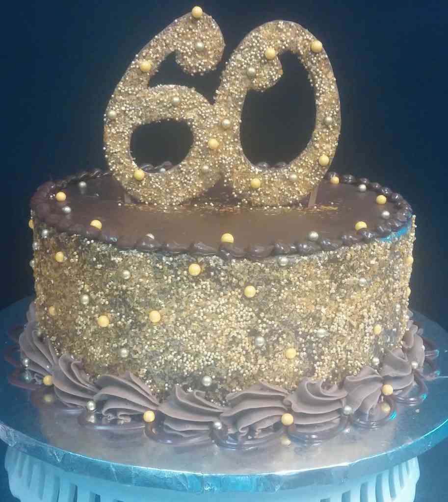 Gold 60th Birthday Cake