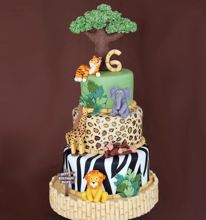 Jungle 1st Birthday Cakes for Boys