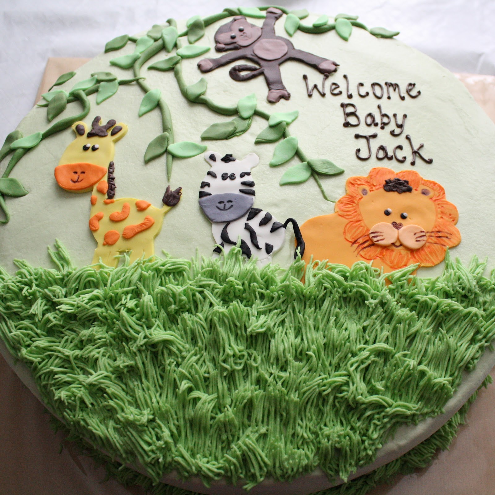 Jungle Animals Baby Shower Cake