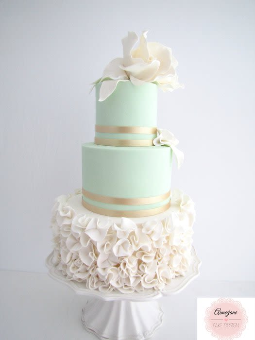 Mint and Gold Wedding Cake