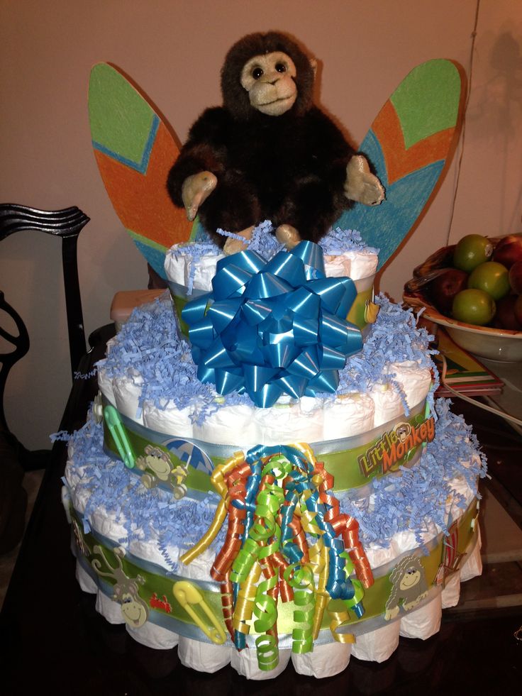 Monkey Baby Shower Diaper Cake Monkey Baby Shower Diaper Cake