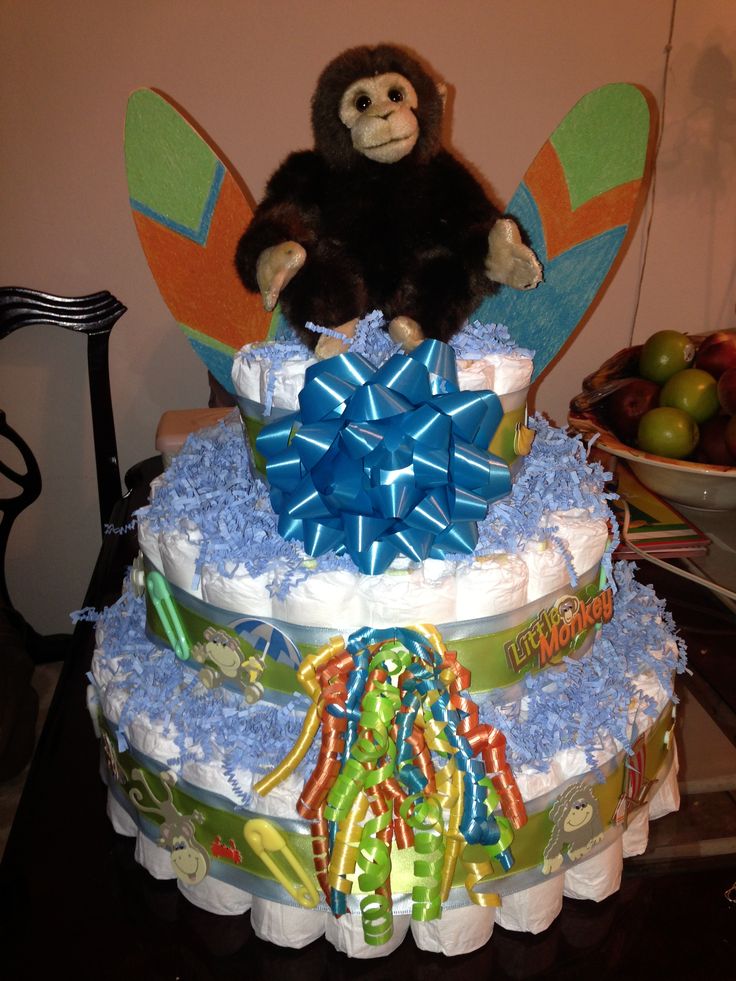 Monkey Baby Shower Diaper Cake