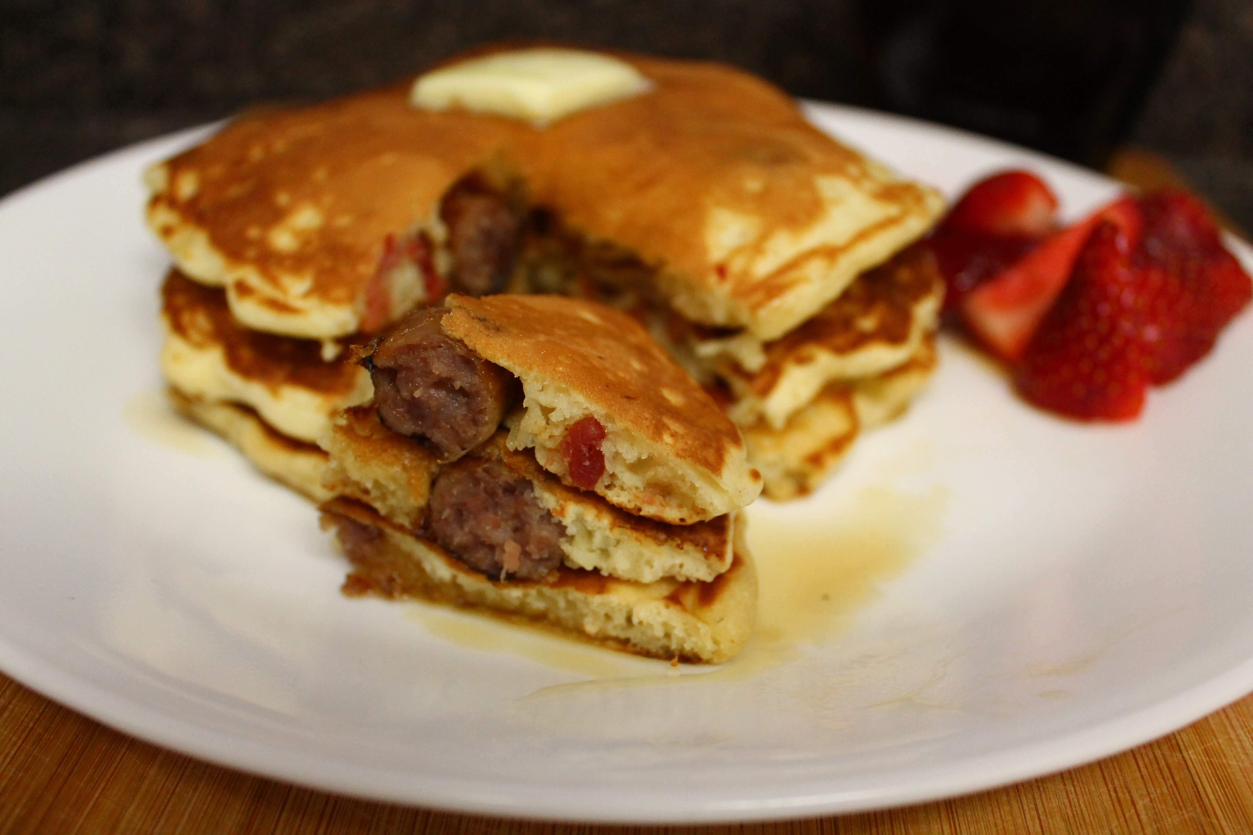 Pancakes with Bacon and Sausage Pancakes with Bacon and Sausage