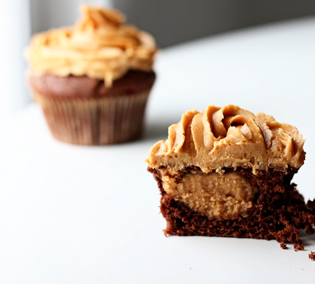 Peanut Butter Filled Chocolate Cupcakes