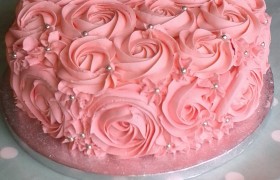 Pink Buttercream Rose Cake
