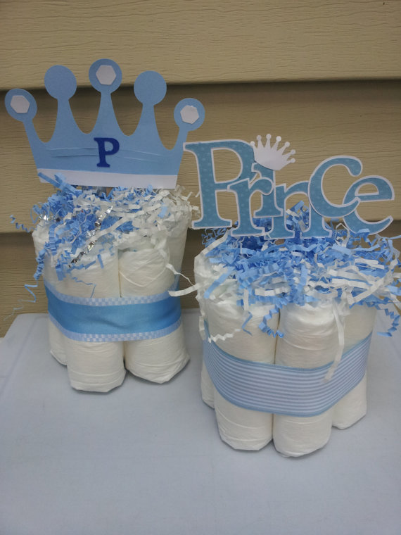 Prince Diaper Cakes for Baby Shower Centerpiece