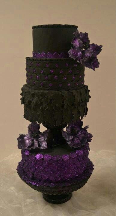 Purple and Black Gothic Wedding Cake